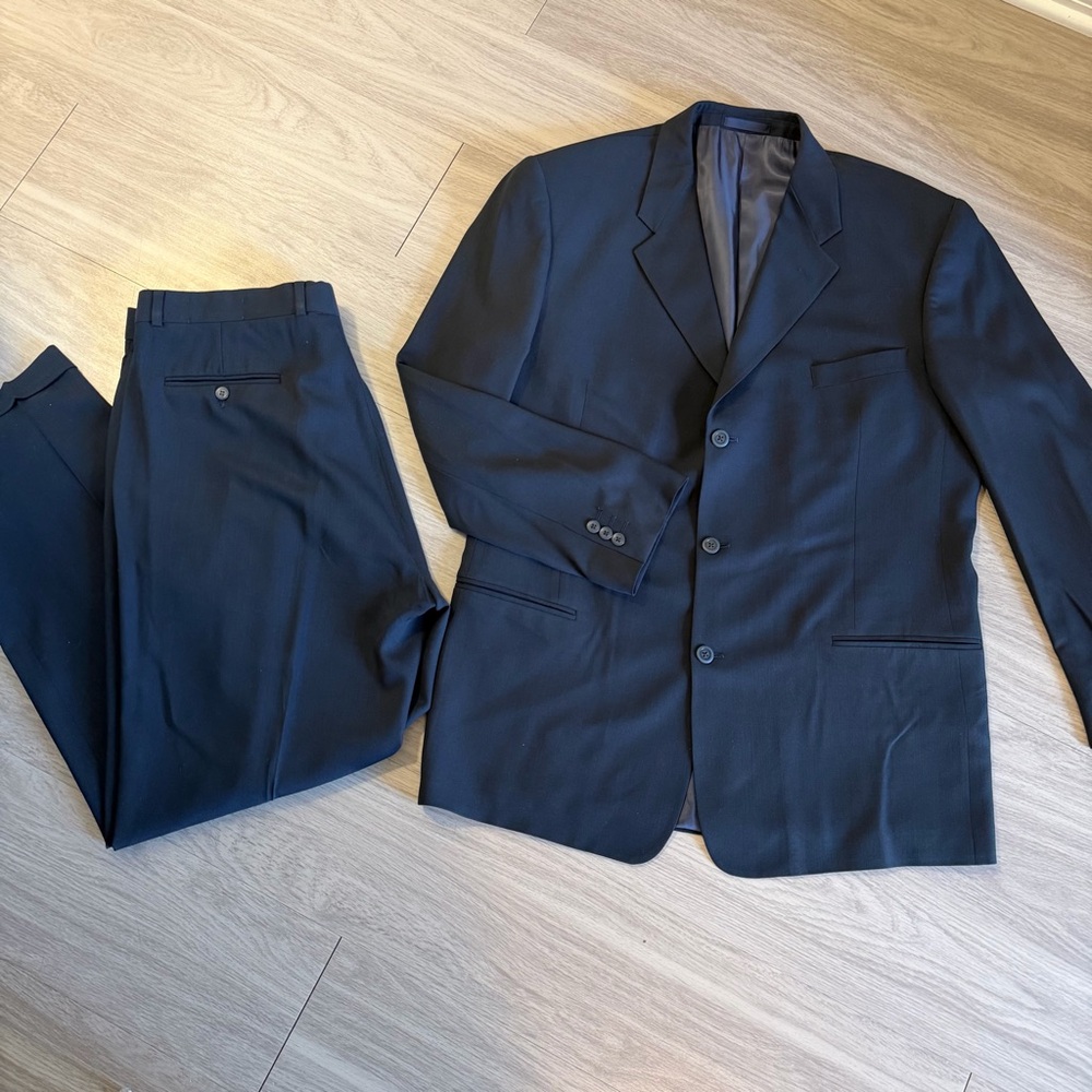 Jhane Barnes, Blue, Wool 2 Piece Suit‎ Set | Men’s 46L